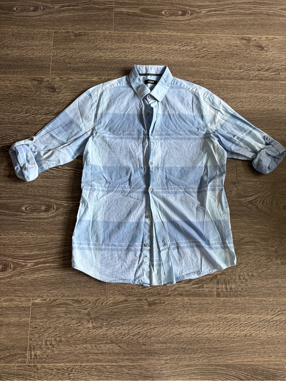 Alfani Light Blue Striped Men's Button-Down Shirt